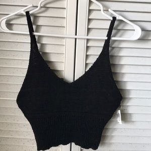 Black Cropped Tank, Pinched Waste NWT